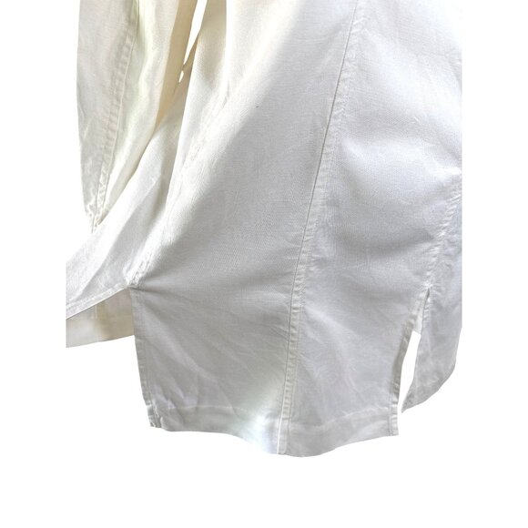 MNG Mango Linen Blend Jacket Long Blazer White Size 10 Trendy‎ Overcoat - Picture 6 of 10